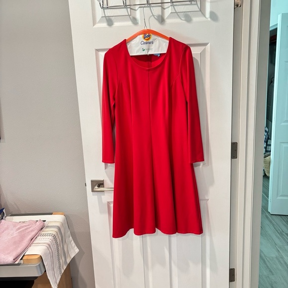 Draper James lipstick red ponte knit fit and flare dress size Small - Picture 8 of 12